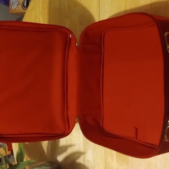 ESTEE LAUDER SUITCASE TYPE MAKEUP BAG LARGE RED GOLD - Picture 6 of 10